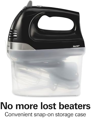Hamilton Beach 6-Speed Electric Hand Mixer with Whisk, Dough Hooks and Easy Clean Beaters, Powerful 275 Watt Motor, Snap-On Storage Case, Black - Image 4