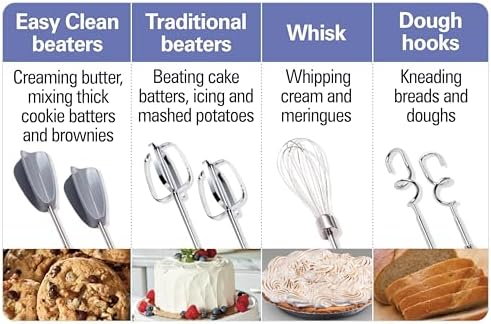 Hamilton Beach 6-Speed Electric Hand Mixer with Whisk, Dough Hooks and Easy Clean Beaters, Powerful 275 Watt Motor, Snap-On Storage Case, Black - Image 5