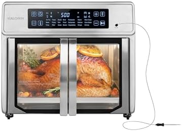 Kalorik Air Fryer Oven MAXX Advance Series 26-Quart with Digital Controls Easy-View Door and 21 Smart Cooking Presets, Includes Cooking Accessories with XXL Air Fry Basket, 1700-Watts, Stainless Steel