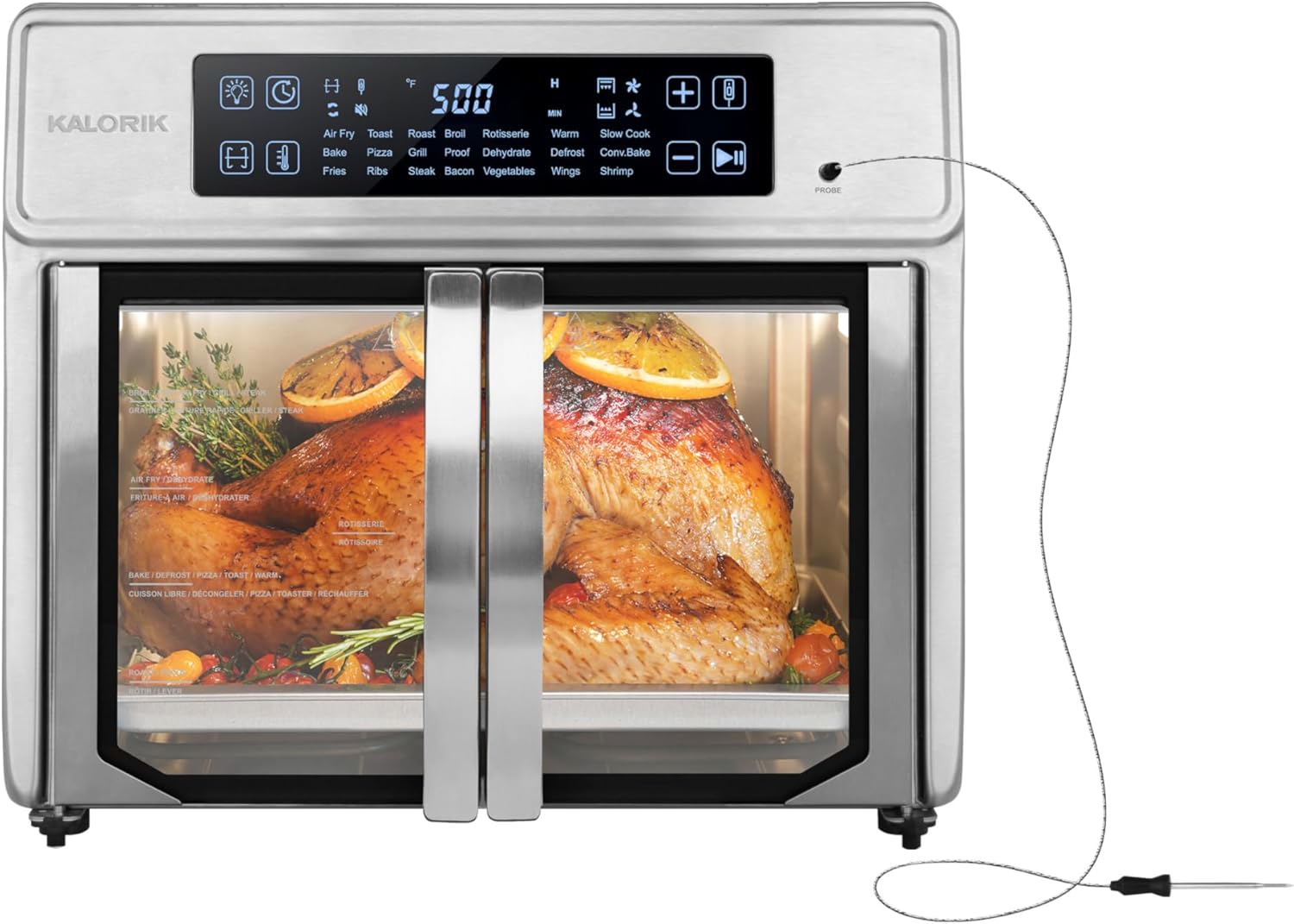 Kalorik Air Fryer Oven MAXX Advance Series 26-Quart with Digital Controls Easy-View Door and 21 Smart Cooking Presets, Includes Cooking Accessories with XXL Air Fry Basket, 1700-Watts, Stainless Steel - Image 8