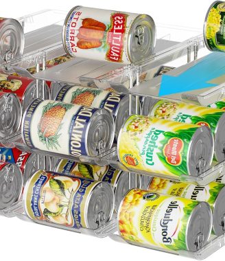 LXLXXL Can Organizer For Pantry Canned Food Goods Organizer For Cabinet Clear Automatic Rolling Can Storage Organizer Pantry Holders Rack, Holds Up to 36 Cans