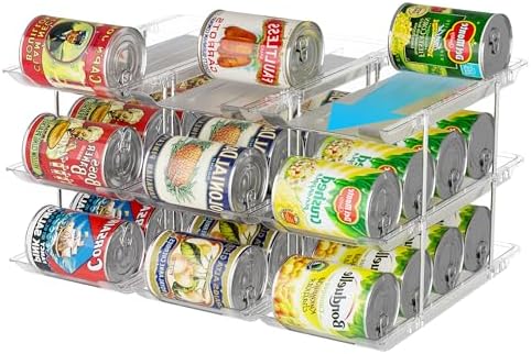 LXLXXL Can Organizer For Pantry Canned Food Goods Organizer For Cabinet Clear Automatic Rolling Can Storage Organizer Pantry Holders Rack, Holds Up to 36 Cans - Image 2