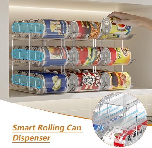LXLXXL Can Organizer For Pantry Canned Food Goods Organizer For Cabinet Clear Automatic Rolling Can Storage Organizer Pantry Holders Rack, Holds Up to 36 Cans - Image 3