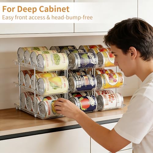 LXLXXL Can Organizer For Pantry Canned Food Goods Organizer For Cabinet Clear Automatic Rolling Can Storage Organizer Pantry Holders Rack, Holds Up to 36 Cans - Image 4
