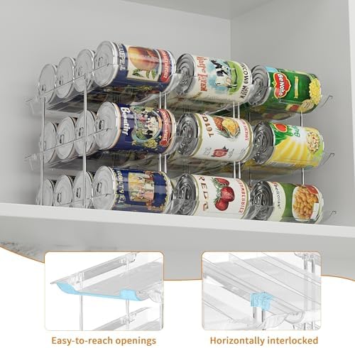LXLXXL Can Organizer For Pantry Canned Food Goods Organizer For Cabinet Clear Automatic Rolling Can Storage Organizer Pantry Holders Rack, Holds Up to 36 Cans - Image 6